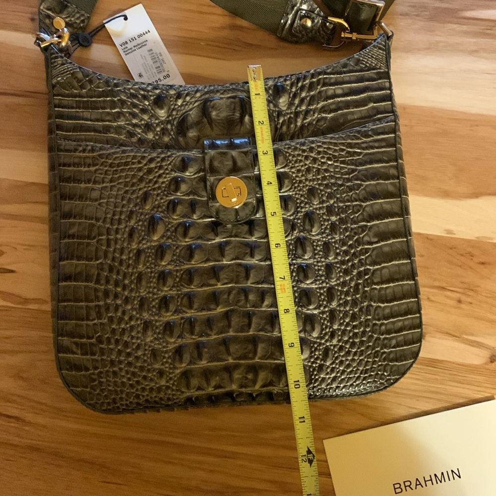 Brahmin-Crocodile Pattern Shoulder Bag. Leis Hunter Melbourne Bag w/Nylon strap - Picture 2 of 9